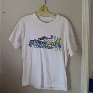 t-shirt with designs on the front and back.